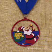 Medalha Promocional Personalizada Esmalte Santa Run para o Natal